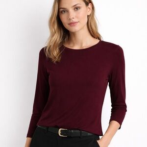 Theory Burgundy Viscose Jersey Crewneck Small